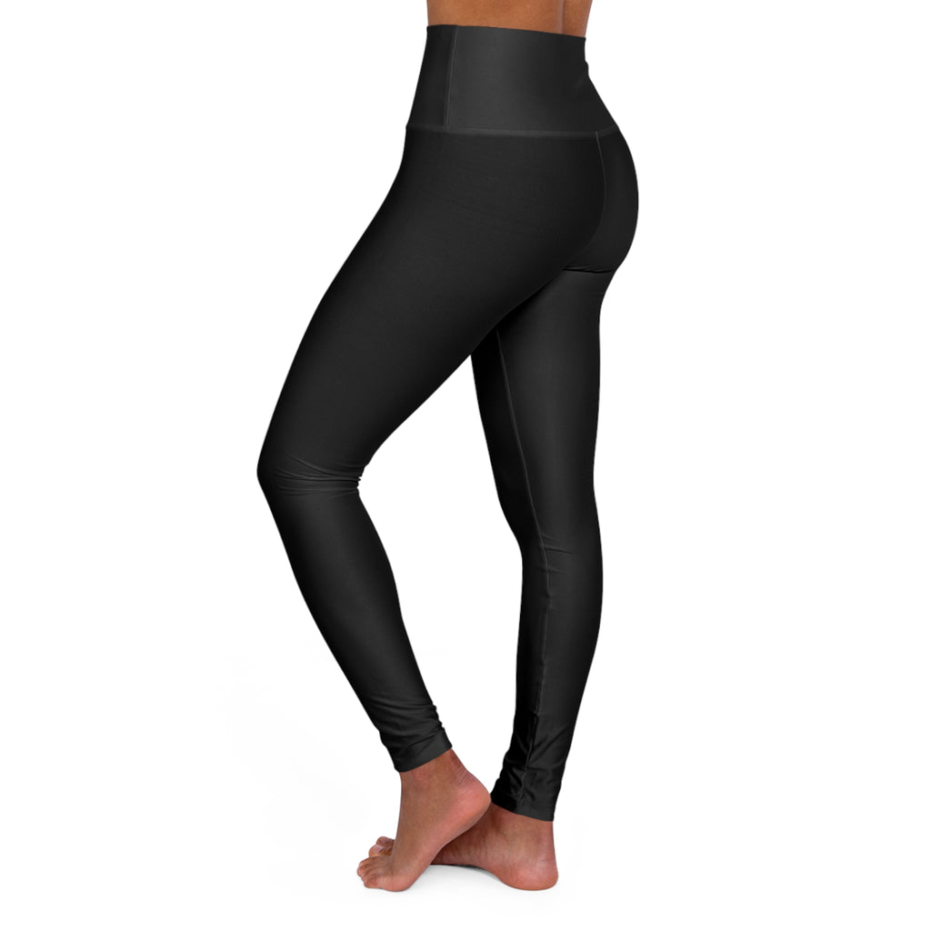 High-Waist Yoga Leggings with NuBein Logo — Black Athletic Compression Legging