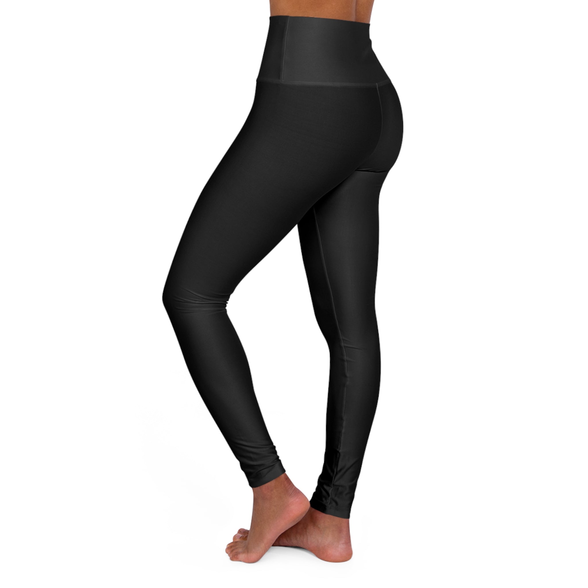 High-Waist Yoga Leggings with NuBein Logo — Black Athletic Compression Legging