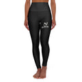 High-Waist Yoga Leggings with NuBein Logo — Black Athletic Compression Legging