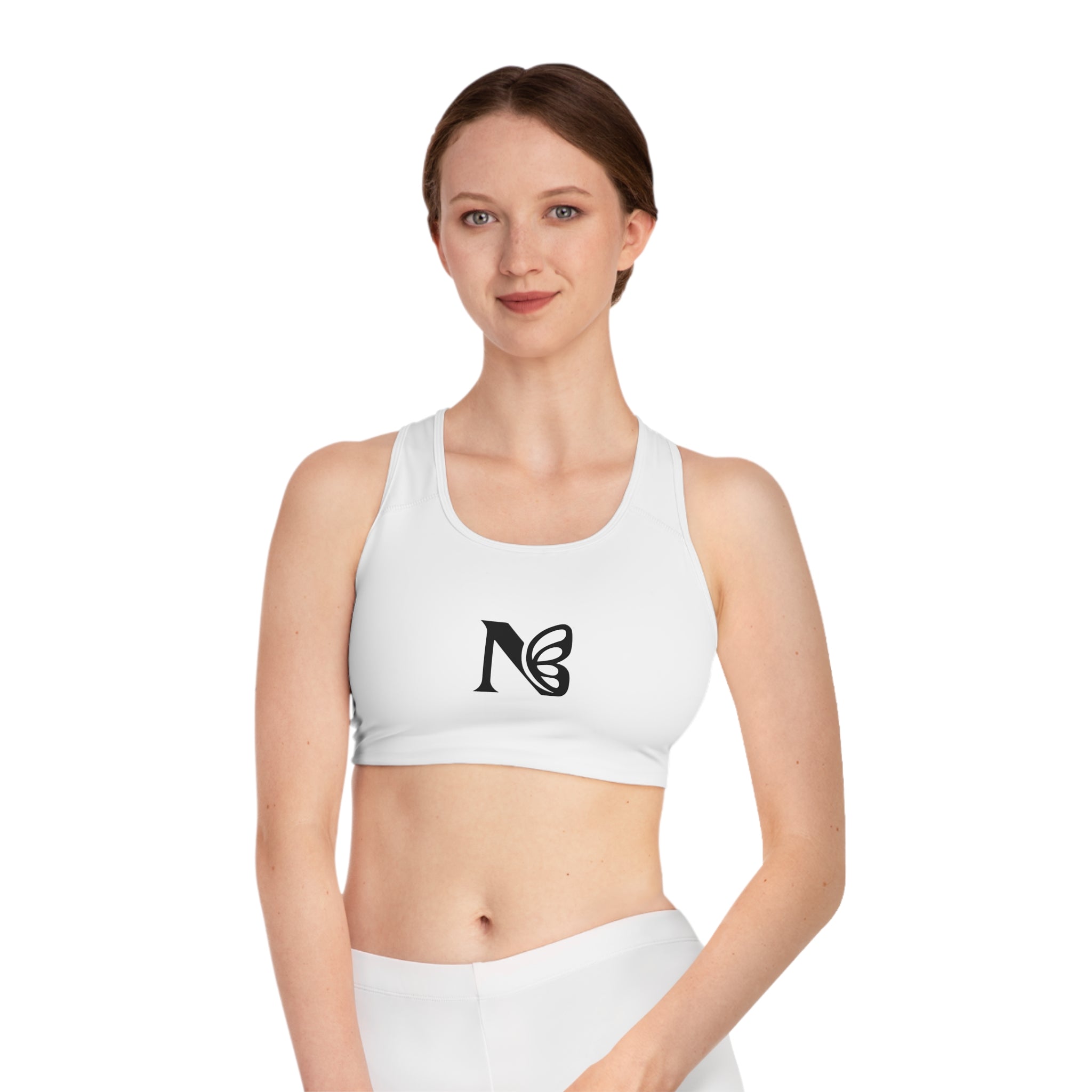 Butterfly N Logo Sports Bra — Minimal Athletic Crop Top