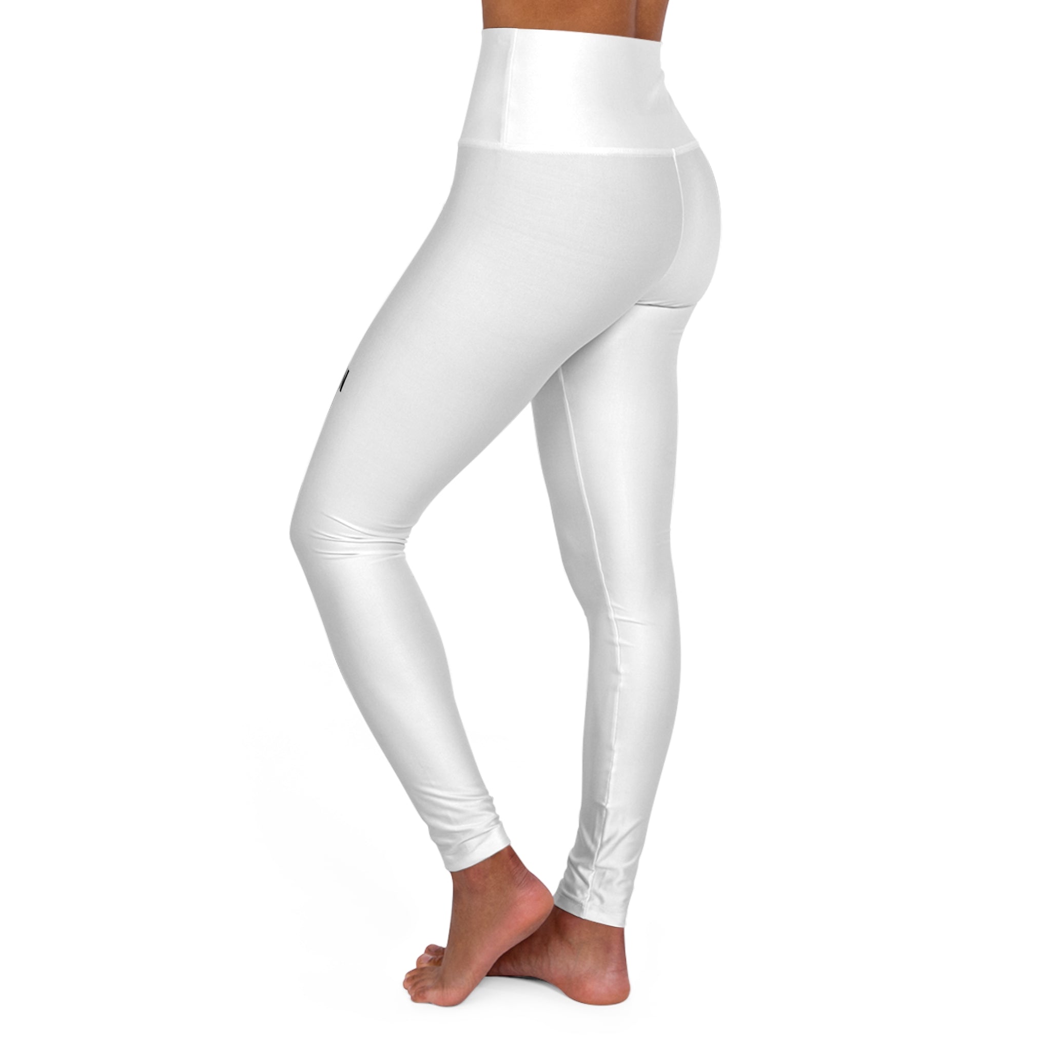 High-Waisted Yoga Leggings with Nubein Logo — Women's White Athletic Leggings