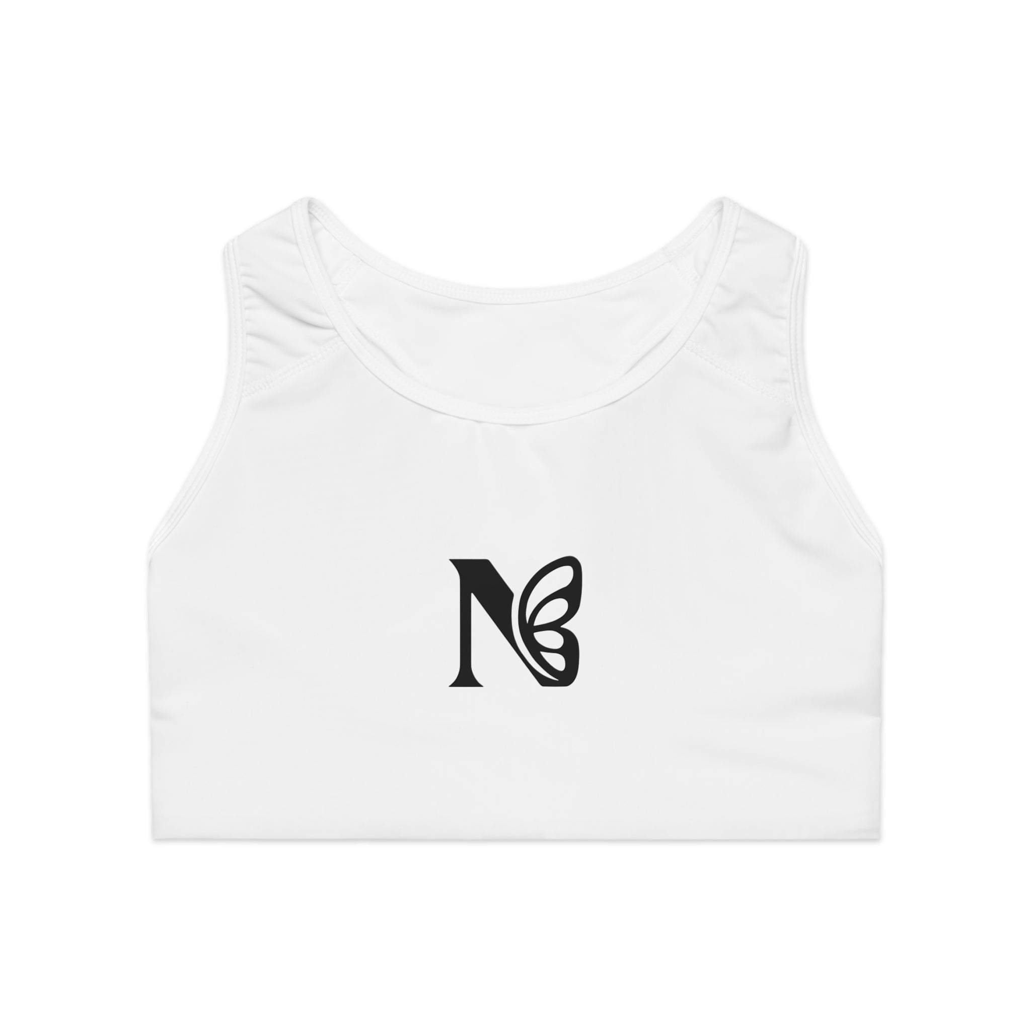 Butterfly N Logo Sports Bra — Minimal Athletic Crop Top