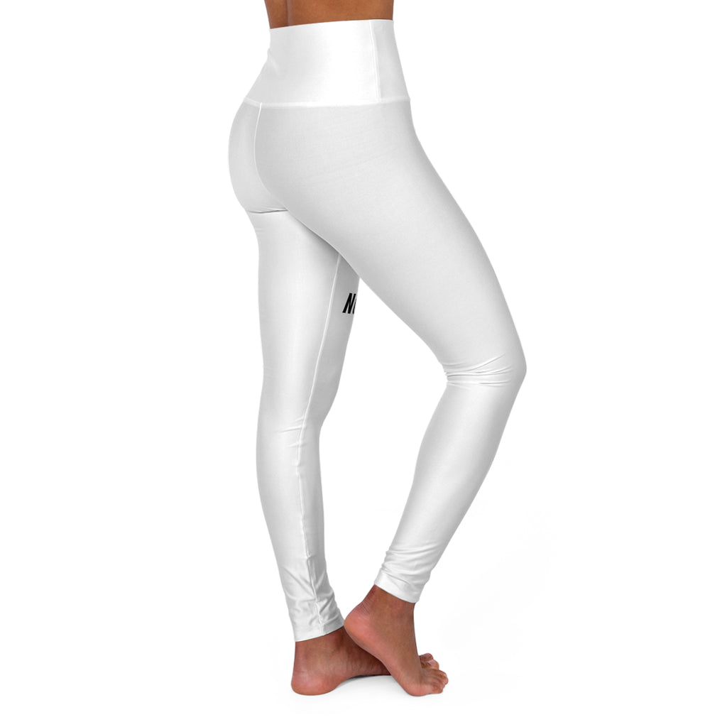 High-Waisted Yoga Leggings with Nubein Logo — Women's White Athletic Leggings