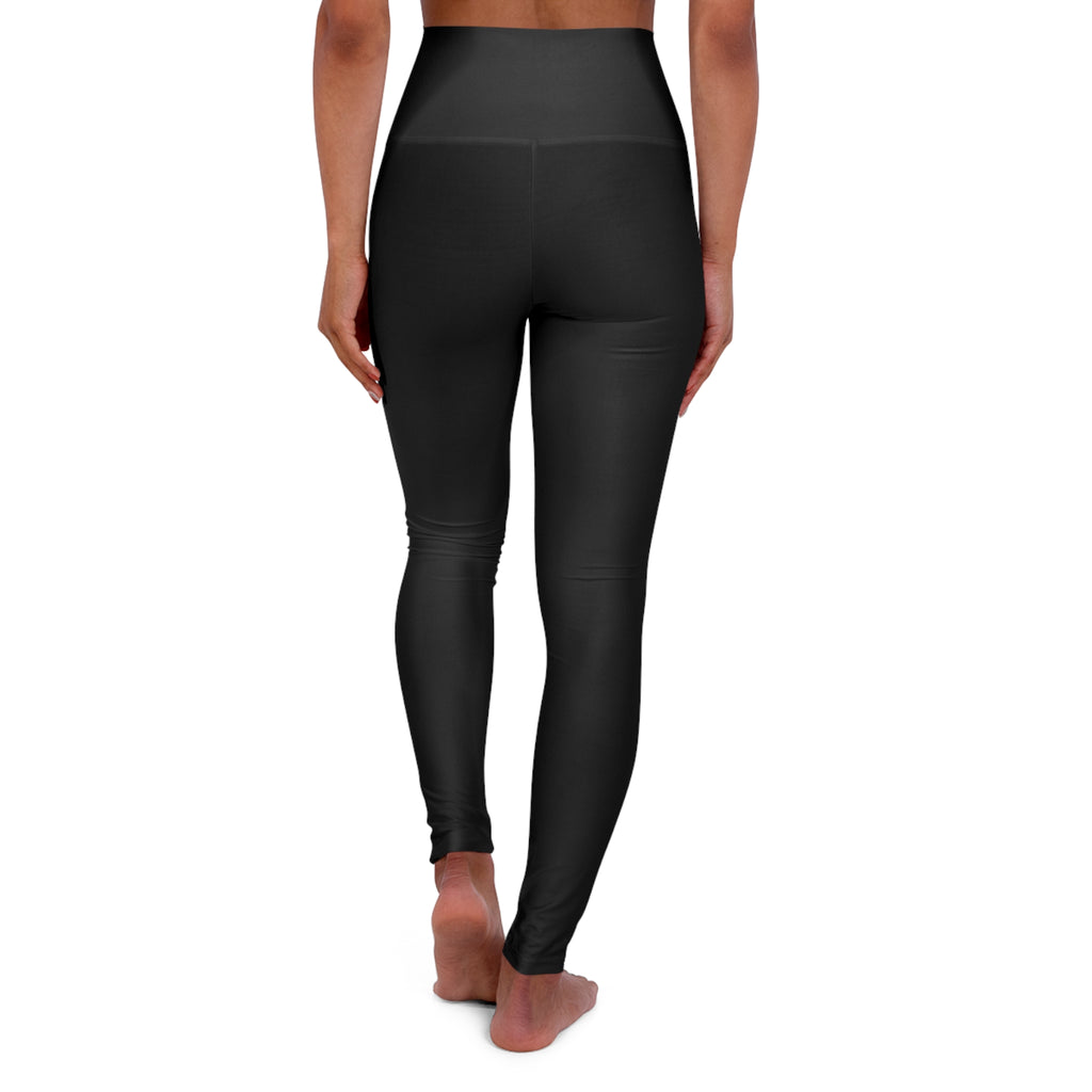 High-Waist Yoga Leggings with NuBein Logo — Black Athletic Compression Legging