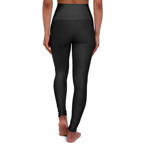 High-Waist Yoga Leggings with NuBein Logo — Black Athletic Compression Legging