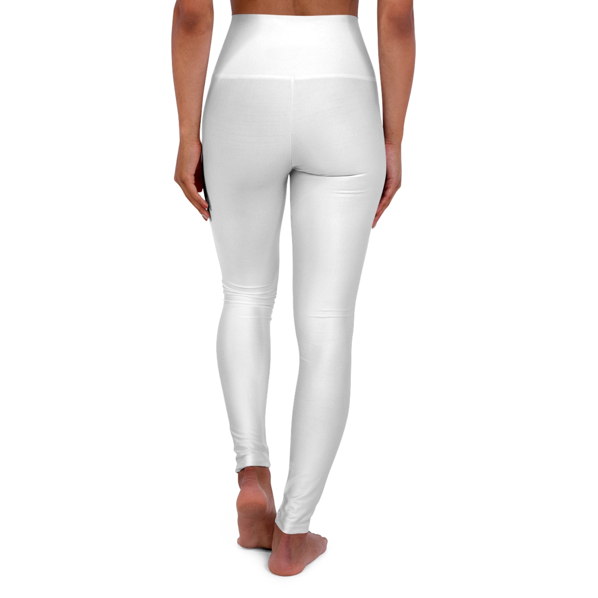 High-Waisted Yoga Leggings with Nubein Logo — Women's White Athletic Leggings