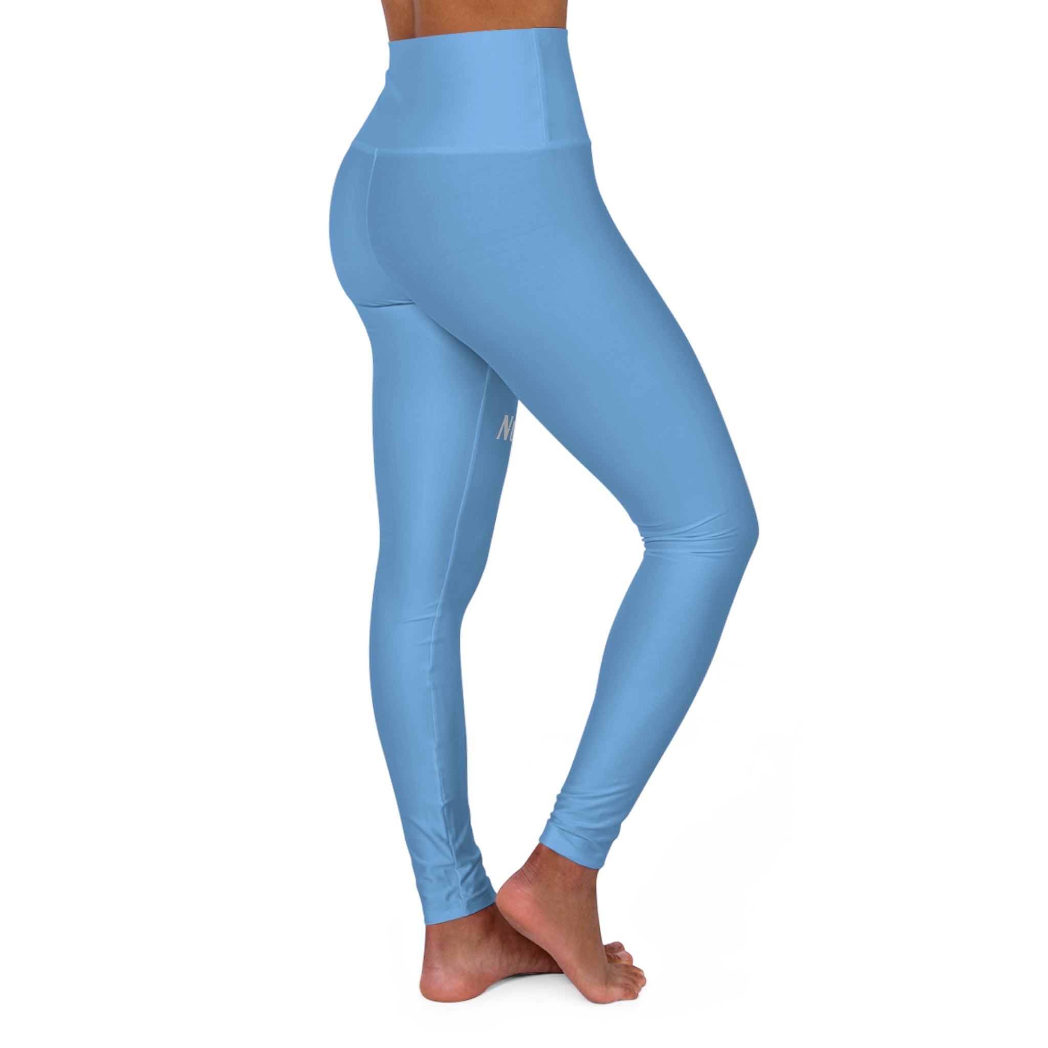 Sky Blue High-Waist Leggings with Nubein Logo – Yoga & Activewear