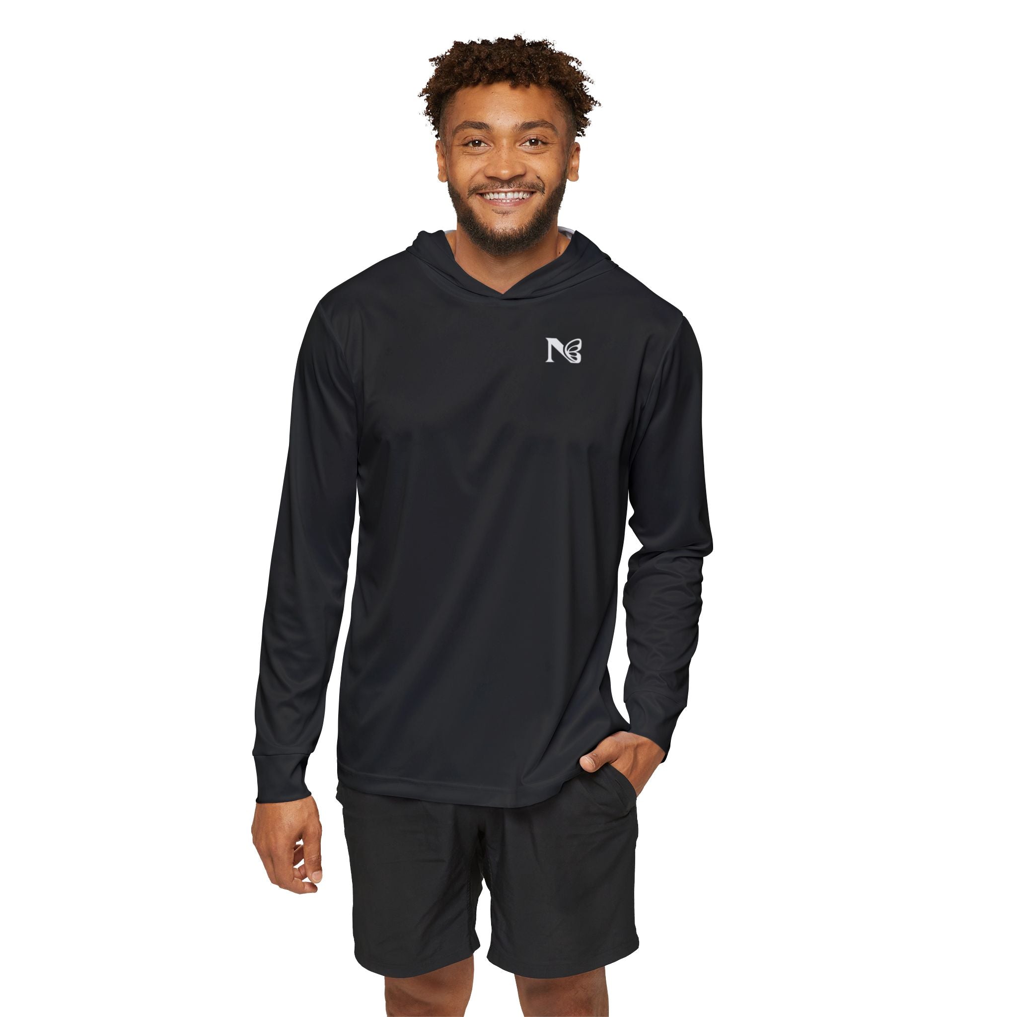 Men's Athletic Warmup Hoodie with Minimal 'N' Chest Logo