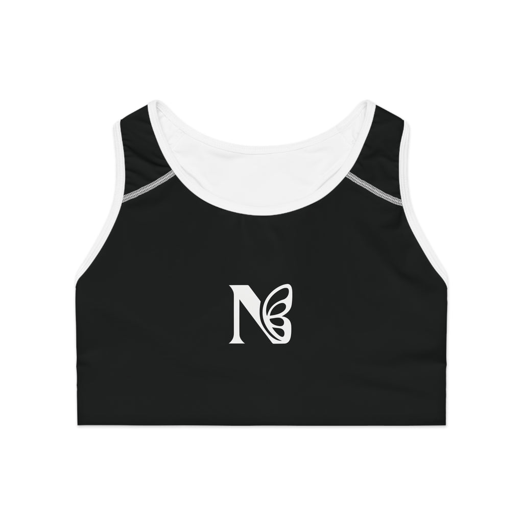 Butterfly N Monogram Sports Bra — Black Racerback Activewear