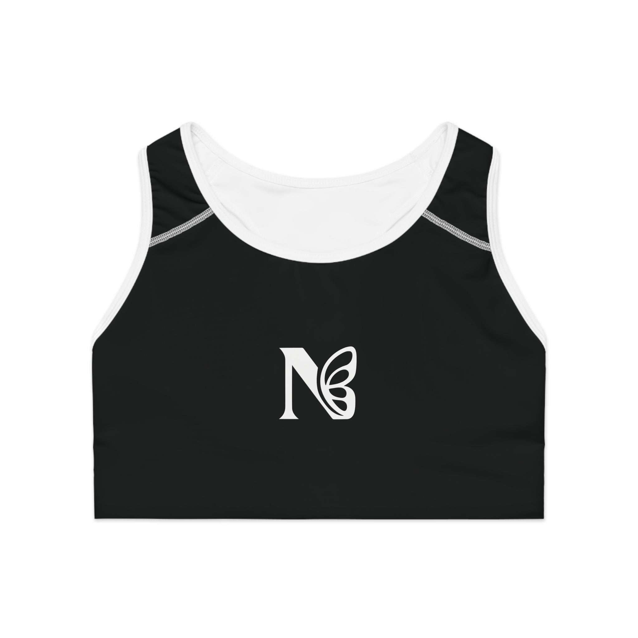 Butterfly N Monogram Sports Bra — Black Racerback Activewear