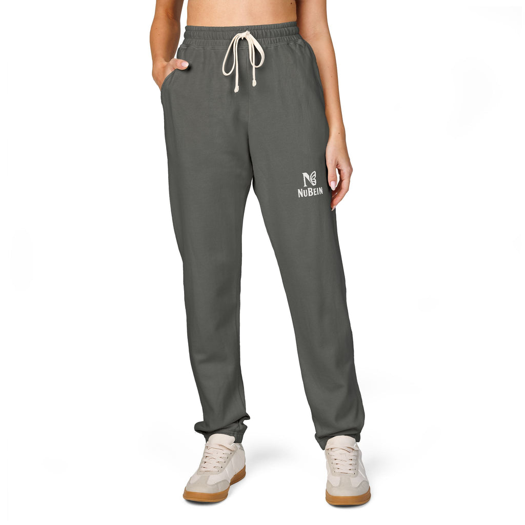 Minimal 'N' Logo Fleece Sweatpants — Cozy Garment-Dyed Joggers