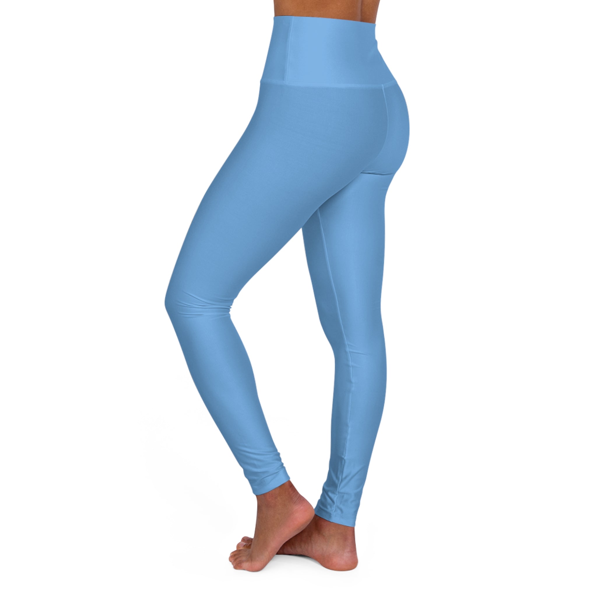 Sky Blue High-Waist Leggings with Nubein Logo – Yoga & Activewear